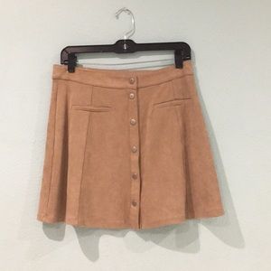 suede light brown skirt with buttons